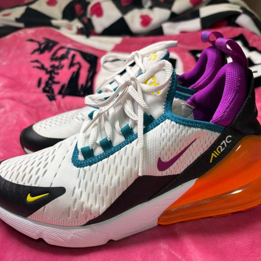 Nike Air Max 270 White and Black with Orange and Purple